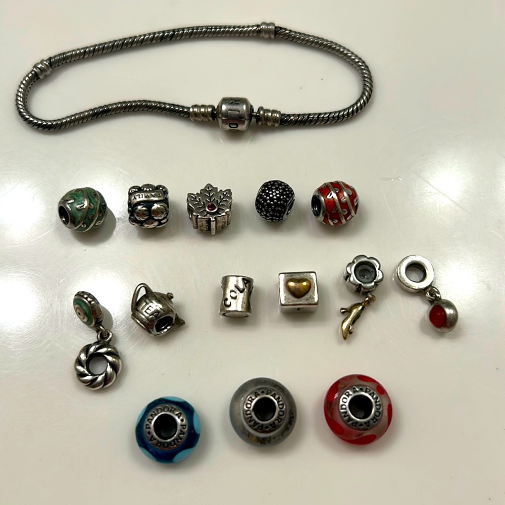 Pandora Bracelet 7.5” and Charms